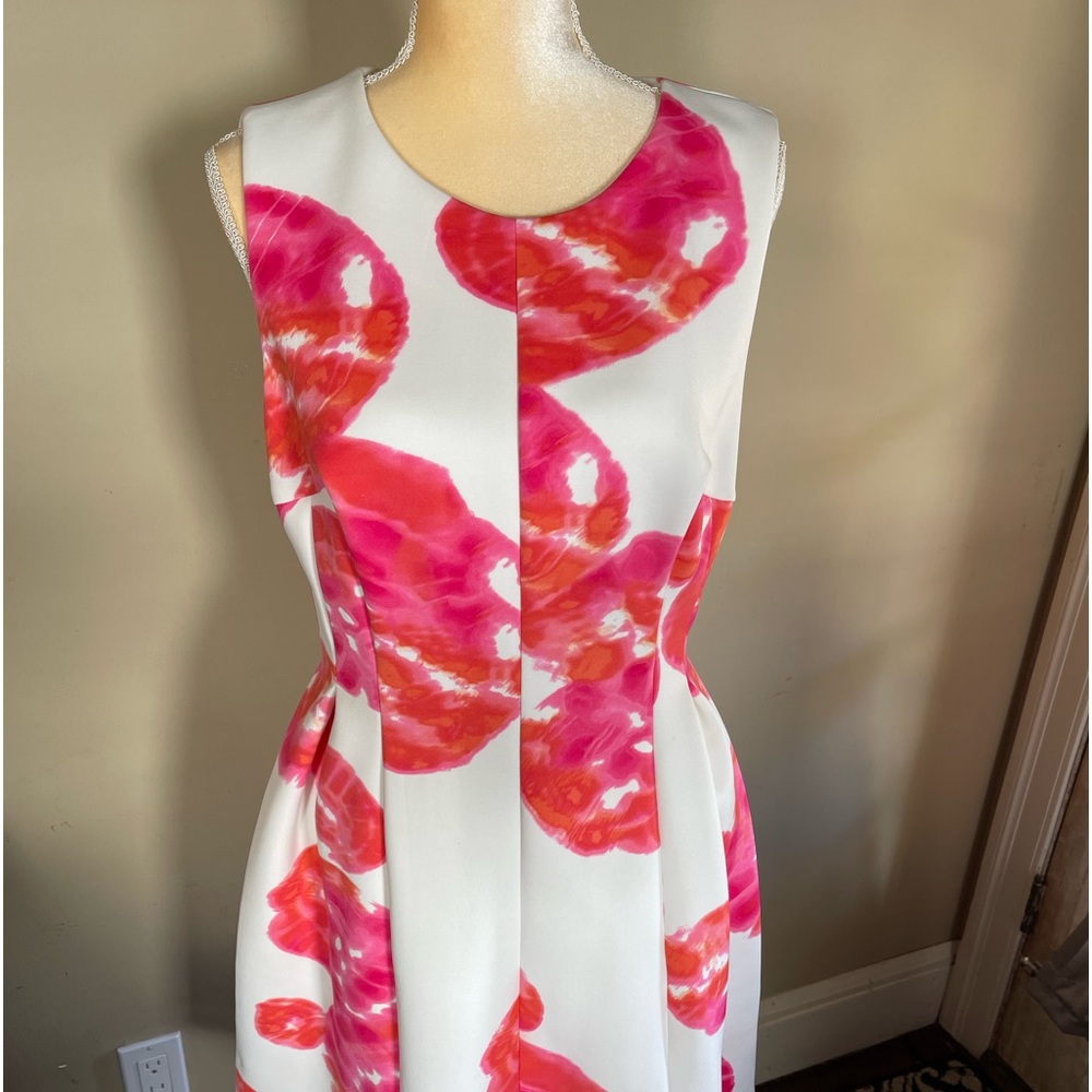 Calvin Klein Women Sz 14 Fit &
Flare Dress Floral Multicolor
Scuba Pleated Lined - Picture 2 of 9